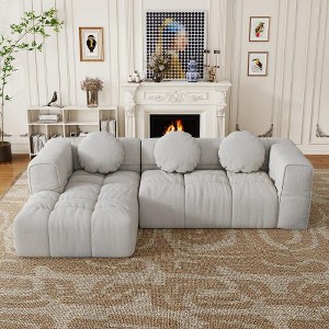 TiramisuBest Modern Upholstered Combination Sofa Set,Fully Compressed Modular 103" L-shaped Combination Living Room Sofa Set with 3 Pillows - 1 of 4