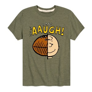 Boys' - Peanuts - Charlie Brown Aaugh Football Head Short Sleeve Graphic T-Shirt - 1 of 4