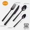 DOMETOUR 24Pcs Tableware Stainless Steel Flatware Cutlery Dishwasher Safe Black - 2 of 4