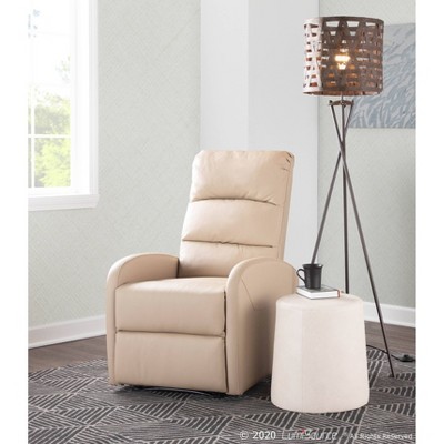 Beige Faux Leather Contemporary Recliner Chair