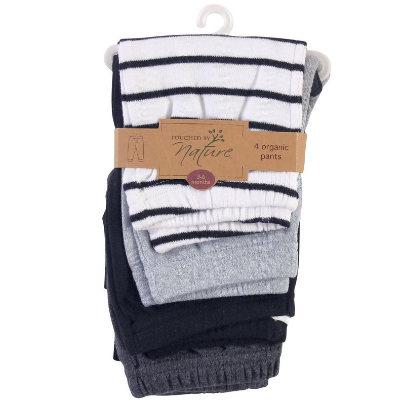 Touched by Nature Baby and Toddler Organic Cotton Pants 4pk, Gray Black Stripe, 3 of 4