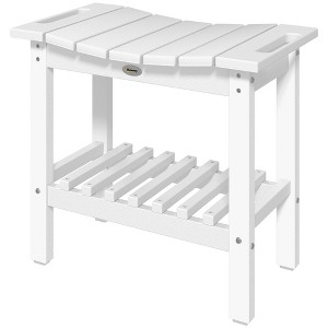 Aghana Digitals HDPE Dual-Tier Shower Bench with Handle & Storage Shelf, Non-Slip Pads, - 1 of 4