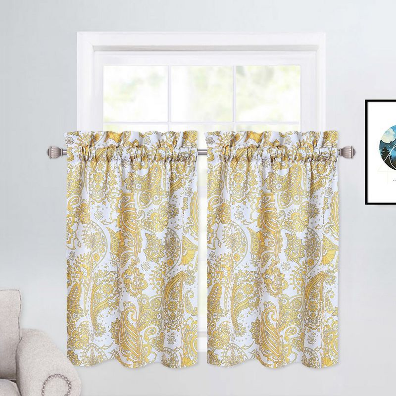 Paisley Floral Kitchen Tier Curtains for Bathroom Cafe Bedroom, 1 of 7
