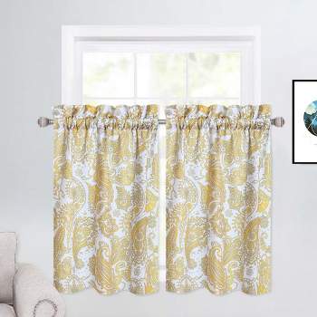 Paisley Floral Kitchen Tier Curtains for Bathroom Cafe Bedroom