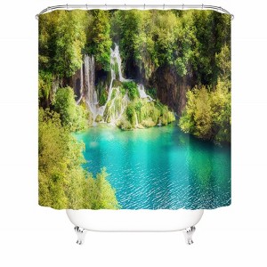 Mountain Waterfall Shower Curtains for Bathroom Waterproof Fabric Bath Curtain Durable Soft Stylish Bathroom Decor 72x72 Inch - 1 of 1