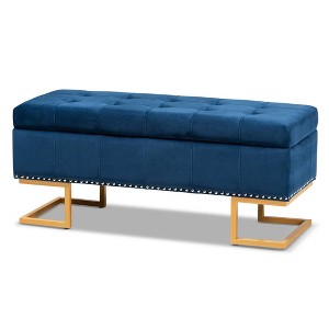 Ellery Velvet Fabric Upholstered Ottoman - Baxton Studio - 1 of 4