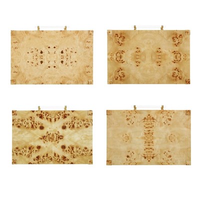 Natural Burl Wood and Brass Square End Table