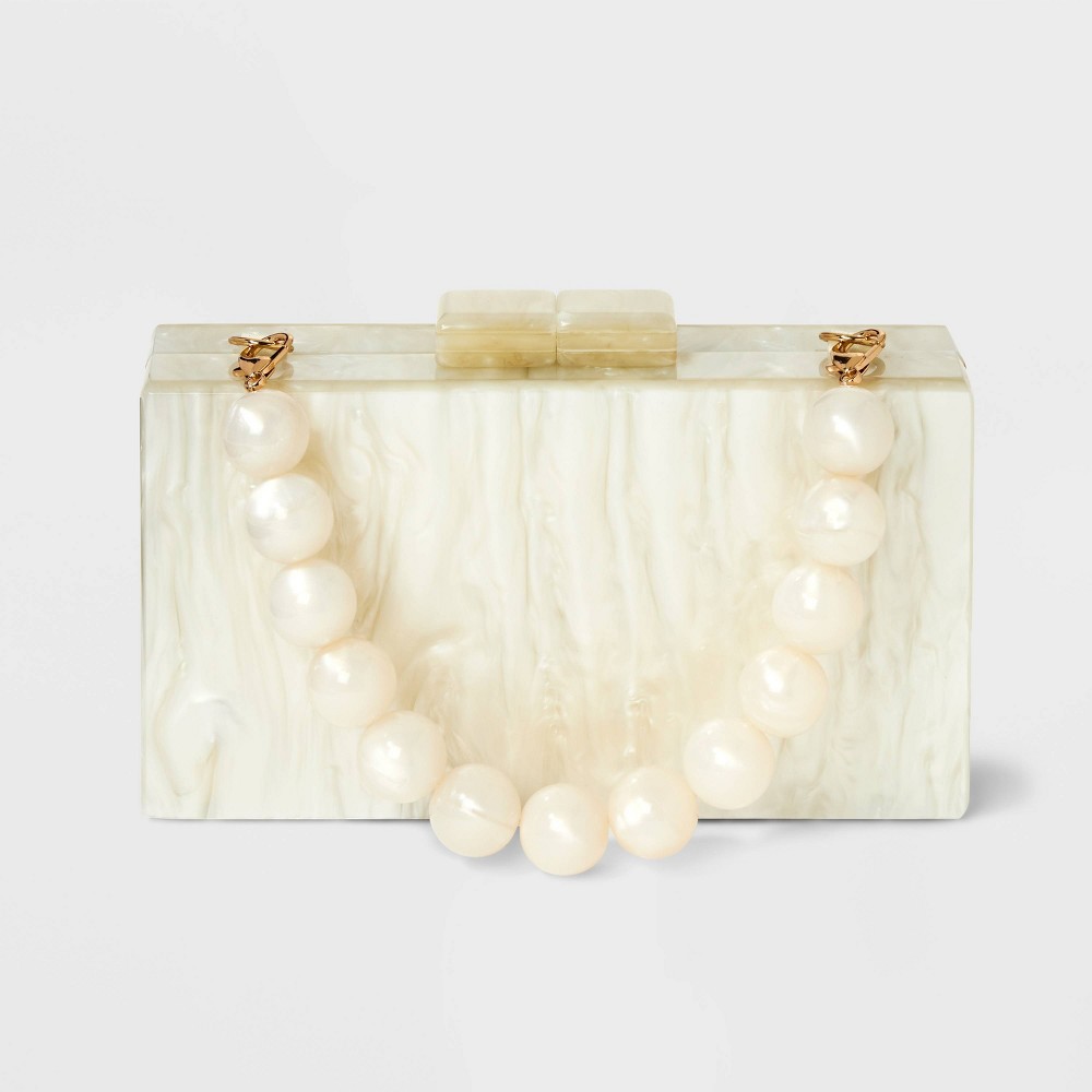 Photos - Travel Accessory Pearlized Minaudiere Clutch - A New Day™ Cream