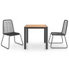 vidaXL 3 Piece Patio Dining Set PVC Rattan Black and Brown - 2 of 4