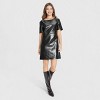 Women's Short Sleeve Faux Leather Mini Shift Dress - A New Day™ - 4 of 4