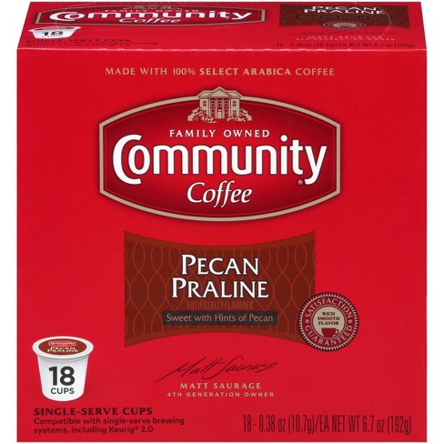 Community Coffee Pecan Praline Medium Roast Coffee Keurig K Cup Brewer Compatible Pods 18ct Target