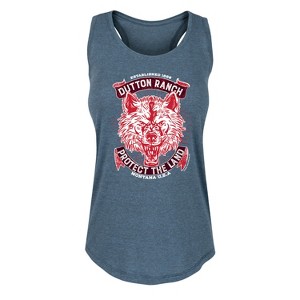 Women's - Yellowstone - Wolf Protect The Land Graphic Racerback Tank - 1 of 4