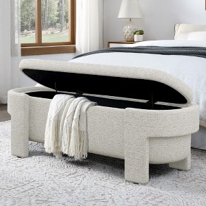 CAVINAS Oval Storage Ottoman Bench for Bedroom,Storage Bench with Large Storage Space,Linen Ottoman for Living Room,Bedroom,Entryway - 1 of 4
