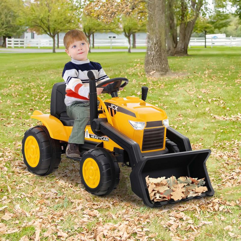 Costway 12V Kids Ride On Excavator Digger Electric Bulldozer Tractor RC with Light & Music, 5 of 11