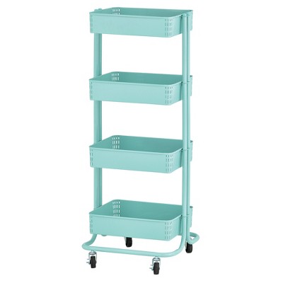 ECR4Kids 4-Tier Metal Rolling Utility Cart, Mobile Storage Organizer - Teal