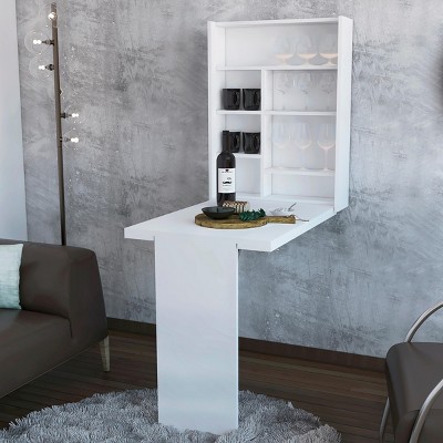 INFURNIC Desks Foldable Desk with Hutch and Seven Shelves Easy to Assemble for Versatile Space-Saving Storage, White, 6.8"*23.6"*31.49"