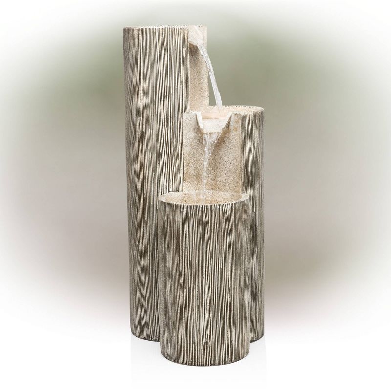41&#34; Resin Outdoor Tiering Column Zen Fountain with LED Lights Gray - Alpine Corporation, 4 of 6