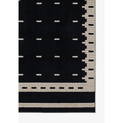 Noho Black and Ivory Rectangular Synthetic Area Rug