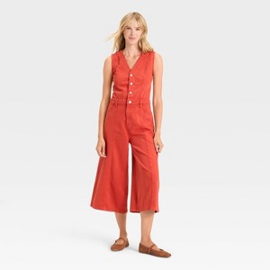 Women's Cropped Sleeveless Denim Jumpsuit - Universal Thread™ - 1 of 3