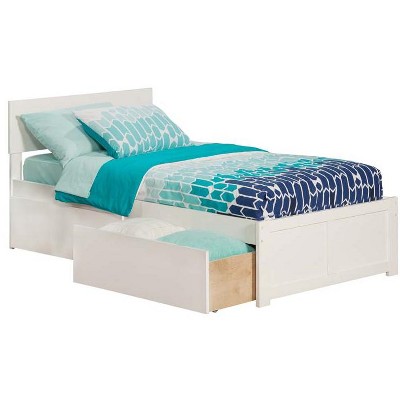 Atlantic Furniture Orlando Twin XL Flat Panel Foot Board w/ 2 Urban Bed Drawers White