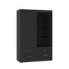 Maliang Tall Bedroom Armoire, Wardrobe Closet, Clothing Storage Cabinet with Hanging Rod, Barn Door, Drawers, Open Shelves - 2 of 4