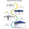 10×10 ft Heavy‑Duty Instant Pop‑Up Canopy Tent – One‑Person Push‑Button Setup + Wheeled Bag & 1 Sidewall, UV/Water‑Resistant Outdoor Shelter - 2 of 4