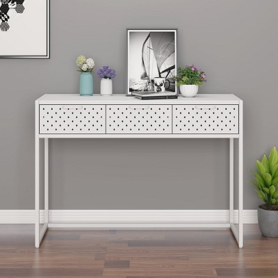 vidaXL Console Table White 41.7 in.x13.8 in.x29.5 in. Steel