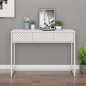 vidaXL Console Table White 41.7 in.x13.8 in.x29.5 in. Steel - 1 of 4