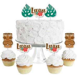 Big Dot of Happiness Tropical Luau - Dessert Cupcake Toppers - Hawaiian Beach Party Clear Treat Picks - Set of 24 - 1 of 4