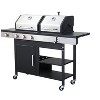 Dolonm 3+1 Hybrid Grill: Gas & Charcoal Combo w/Side Burner, 37,230BTU, Enamel Cast Iron Grids & Lockable Casters (Black) - 4 of 4