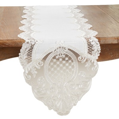 Saro Lifestyle Timeless Beauty Embroidered Lace Table Runner, 16