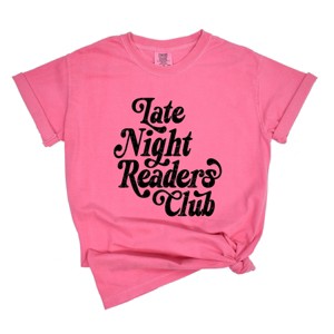Late Night Readers Club Distressed - Women's Garment Dyed Graphic T-Shirt - 1 of 4