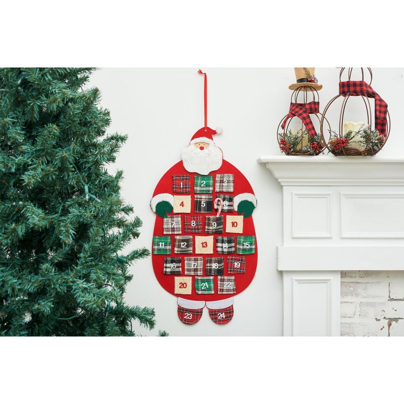 C&F Home Plaid Santa Felt Hanging Christmas Calendar, 2 of 7