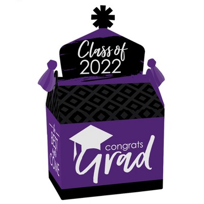 Big Dot of Happiness Purple Grad - Best is Yet to Come - Treat Box Party Favors - 2022 Purple Graduation Party Goodie Gable Boxes - Set of 12