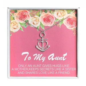 Aunt Greeting Card Sterling Silver Anchor Heart Necklace Women Ginger Lyne Collection - 1 of 4