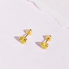 Girls' Birthstone CZ Heart Screw Back 14k Gold Earrings - In Season Jewelry - 4 of 4