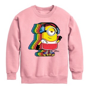 Boys' - Despicable Me Minions - Retro Rainbow Skater Graphic Long Sleeve Fleece Sweatshirt - 1 of 4