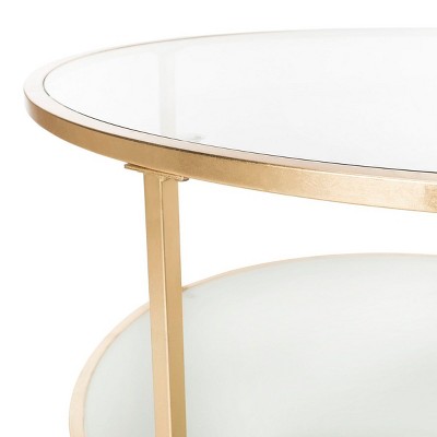 Elegant Transitional 38" Round Glass & Gold Metal Coffee Table