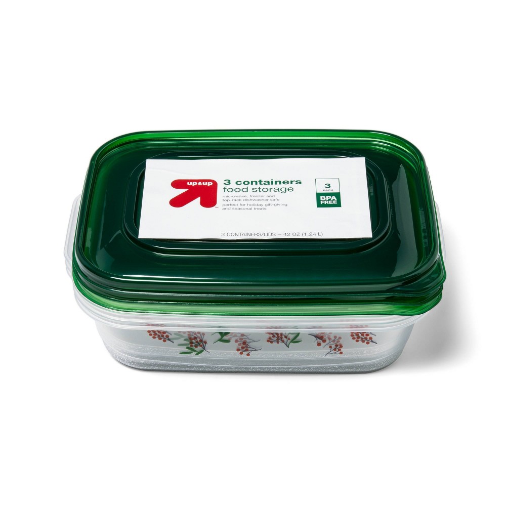 Holiday Rectangle Food Storage Container - 42oz/3ct - up & up