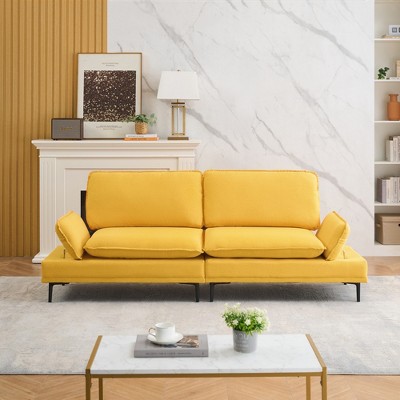 GlasFlength Morden Leisure Loveseat Sofa with Cushioned Support for Contempoary Living Room, Hall, Yellow,89”*30.31”*33.85"