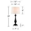 360 Lighting Joyce Modern Table Lamps Set of 2 with Round Riser 25" High Black Metal White Linen Drum Shade for Bedroom Living Room Bedside Office - 4 of 4