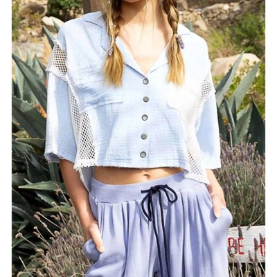 Women's CROCHET PATCH CROP TOP - POL