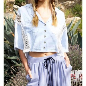 Women's CROCHET PATCH CROP TOP - POL - 1 of 3