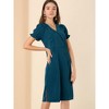 Allegra K Women's Casual V Neck A-Line Summer Short Puff Sleeves Dress - 3 of 4