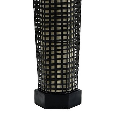 65-Inch Black Woven Linen Torchiere Floor Lamp