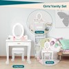 Little Girls Makeup Vanity with Stool, Lighted Mirror Vanity for Kid - 3 of 4