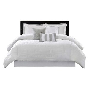 Gracie Mills Doyle Modern 7-Piece Wrinkle-Texture Stripe Comforter Set - 1 of 4