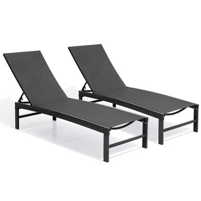 Crestlive Products 2 pc Outdoor Pool Lounger Aluminum All-weather Adjustable Chaise Lounge Chair