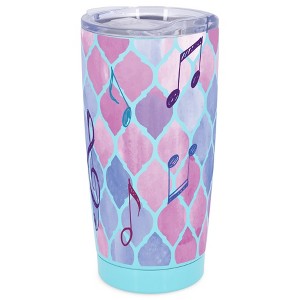 Elanze Designs Mermaid Scales Music Notes Wrap-Around Design 20 Ounce Stainless Steel On-The-Go Coffee Mug, Thermal Travel Tumbler with Leak Resistant - 1 of 4