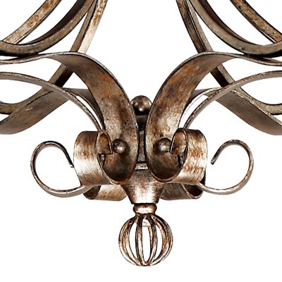 Amber Glass Bronze 6-Light Bell Chandelier